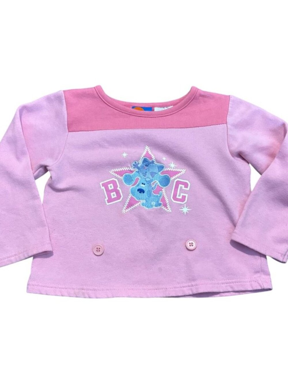 Vintage Blues Clues Star Embroidered Pink Long Sleeve Fleece Top Size 4T